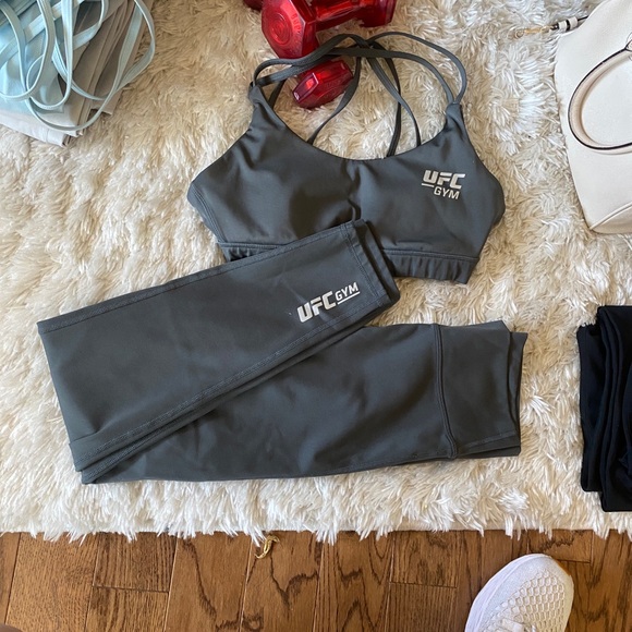 UFC Gym Gray Sports Bra and Leggings Set - Picture 1 of 4